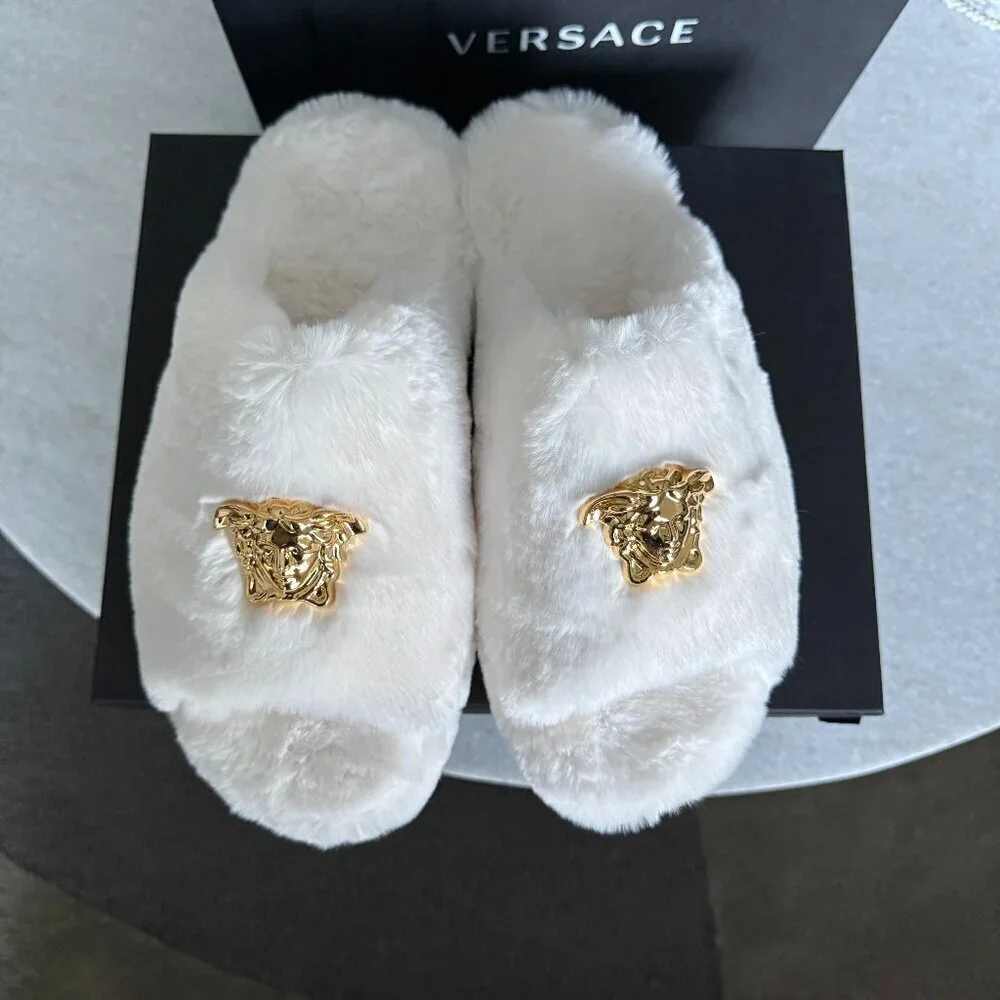 VERSACE‎ Medusa Men's Faux White Slippers, sizes 43